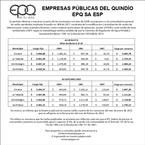 EPQ PUBLICACIÓN TARIFAS MUNICIPIOS GRANDES